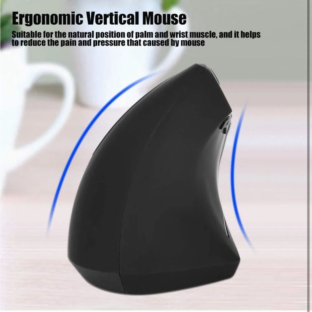 Ergonomic Black Wireless Mouse- Left-handed